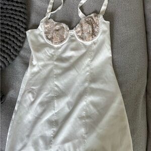 White Fox Lace Trim Dress